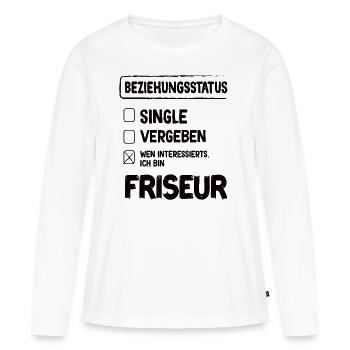 Statut de la relation avec le coiffeur - T-shirt manches longues Premium bio Femme - blanc - Devant - Julia (174cm)
