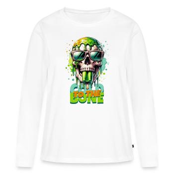 FROID JUSQU’À L’OS Crâne avec glace - Langue - T-shirt manches longues Premium bio Femme - blanc - Devant - Julia (174cm)