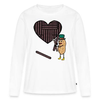 Coeurs de cacahuètes Amour artisanal Saint-Valentin - T-shirt manches longues Premium bio Femme - blanc - Devant - Julia (174cm)