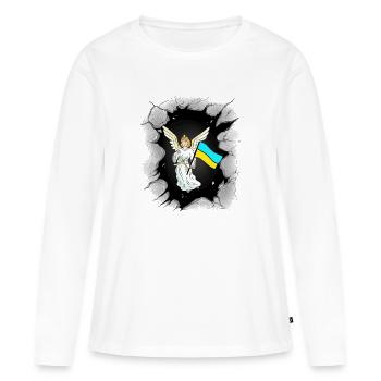 Ange Ange Gardien Drapeau Ukraine Drapeaux - T-shirt manches longues Premium bio Femme - blanc - Devant - Julia (174cm)