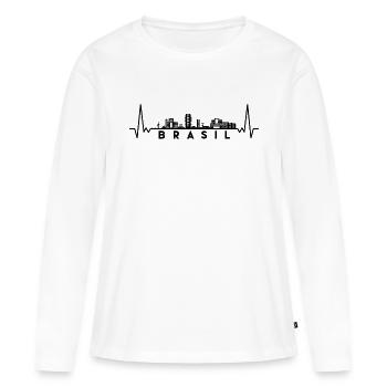 Heartbeat Skyline Brésil-Brésil - T-shirt manches longues Premium bio Femme - blanc - Devant - Julia (174cm)