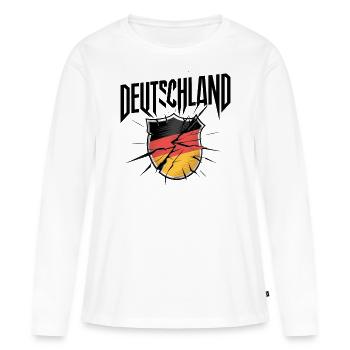 Deutschland Deutscher Deutsch GER Almanya Alemania - Frauen Premium Bio Langarmshirt - Weiß - Vorne - Julia (174cm)