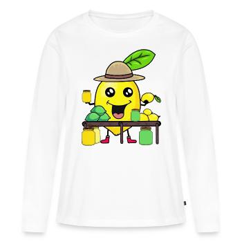 Zitrone Lemonen Saftladen Zitrone Sommer Obst - Frauen Premium Bio Langarmshirt - Weiß - Vorne - Julia (174cm)