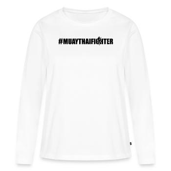 #MuayThaiFighter - Muay Thai Arts Martiaux Muay Tha - T-shirt manches longues Premium bio Femme - blanc - Devant - Julia (174cm)