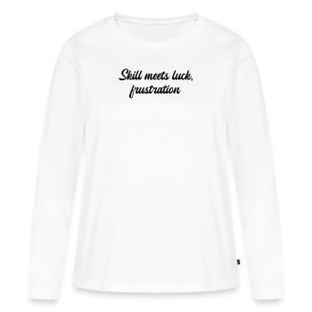 Billard - L’habileté rencontre la chance, la frustration - T-shirt manches longues Premium bio Femme - blanc - Devant - Julia (174cm)