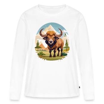 Buffle - T-shirt manches longues Premium bio Femme - blanc - Devant - Julia (174cm)