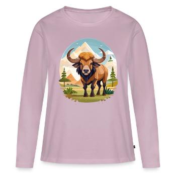 Büffel - Frauen Premium Bio Langarmshirt - Altrosa - Vorne - Julia (174cm)