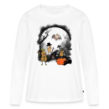Cacahuètes Cacahuète Halloween Minuit - T-shirt manches longues Premium bio Femme - blanc - Devant - Julia (174cm)