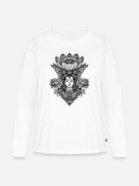 Lotusblume Frauenpower Shirt für Yoga-Fans - Frauen Premium Bio Langarmshirt - Weiß