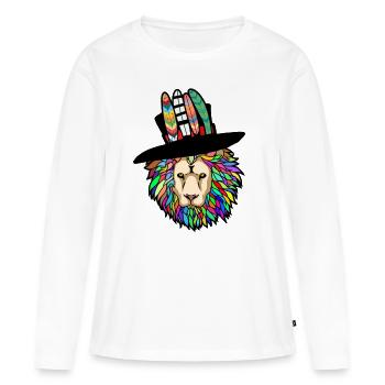 Tête de Lion Lion Lion - T-shirt manches longues Premium bio Femme - blanc - Devant - Julia (174cm)