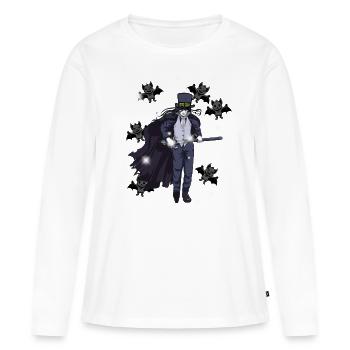 Horreur Halloween Fleddermäuse Épée de combattant - T-shirt manches longues Premium bio Femme - blanc - Devant - Julia (174cm)