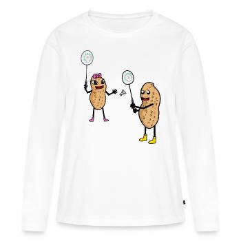Erdnuss Tennis Tennisspieler Erdnüsse Nuss Nüsse - Frauen Premium Bio Langarmshirt - Weiß - Vorne - Julia (174cm)