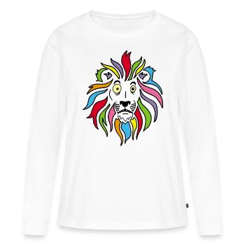 Lion et crinière multicolore - T-shirt manches longues Premium bio Femme - blanc - Devant - Julia (174cm)