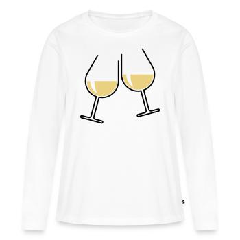 XZtwo Cadeaux populaires (bicolore) - T-shirt manches longues Premium bio Femme - blanc - Devant - Julia (174cm)