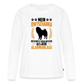 Ovcharka mieux qu’alarmer Caucasien Ovcharka - T-shirt manches longues Premium bio Femme - blanc - Devant - Julia (174cm)