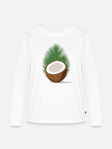 Kokosnuss - Frauen Premium Bio Langarmshirt - Weiß