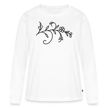 Feuilles de vigne fleuries - T-shirt manches longues Premium bio Femme - blanc - Devant - Julia (174cm)