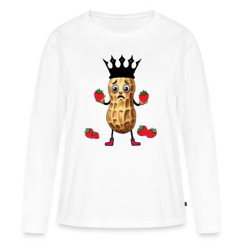 Roi Cacahuète Fraise Fruit Fruits Baies Fruit - T-shirt manches longues Premium bio Femme - blanc - Devant - Julia (174cm)