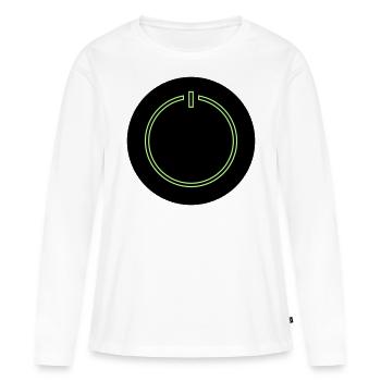 Bouton d’alimentation - T-shirt manches longues Premium bio Femme - blanc - Devant - Julia (174cm)