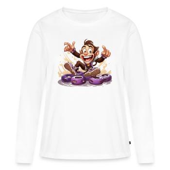 Le rouleau de caféine - T-shirt manches longues Premium bio Femme - blanc - Devant - Julia (174cm)