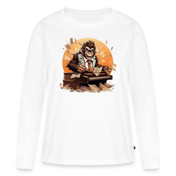 Le maestro de la caféine - T-shirt manches longues Premium bio Femme - blanc - Devant - Julia (174cm)