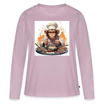 The Culinary Chimp - Women's Premium Organic Long Sleeve Shirt - dusky pink - Front - Julia (174cm)
