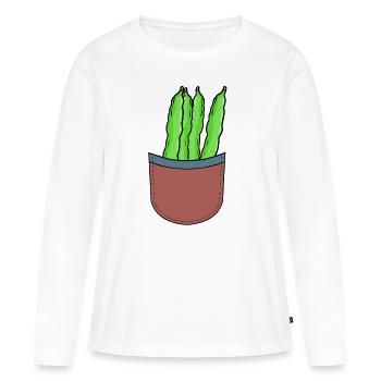 haricots verts jardinier amateur jardin jardinage haricot - T-shirt manches longues Premium bio Femme - blanc - Devant - Julia (174cm)