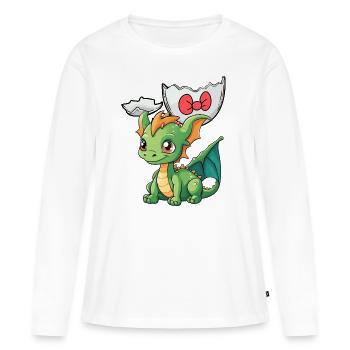 Drachen Baby Eierschale Geburt schlüpfen Ei Kinder - Frauen Premium Bio Langarmshirt - Weiß - Vorne - Julia (174cm)