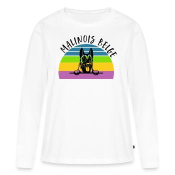 malinois belge Rtero malinois belge - T-shirt manches longues Premium bio Femme - blanc - Devant - Julia (174cm)