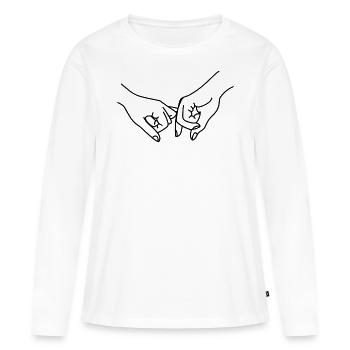 Amitié / promesse / Mains - T-shirt manches longues Premium bio Femme - blanc - Devant - Julia (174cm)