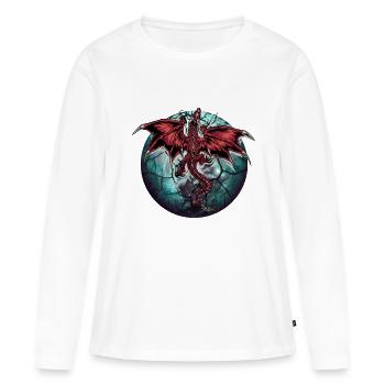 Dragon Dragon Planète Planète - T-shirt manches longues Premium bio Femme - blanc - Devant - Julia (174cm)