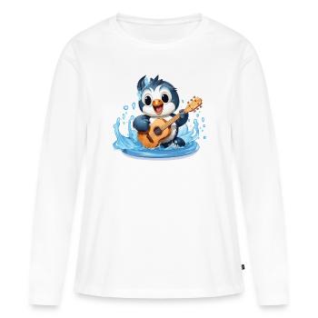 Le Pingouin Mélodique - T-shirt manches longues Premium bio Femme - blanc - Devant - Julia (174cm)