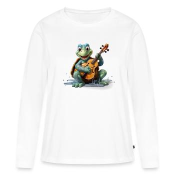 Le violoniste lent - T-shirt manches longues Premium bio Femme - blanc - Devant - Julia (174cm)