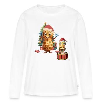 Cacahuète Noël Noël Père Noël - T-shirt manches longues Premium bio Femme - blanc - Devant - Julia (174cm)