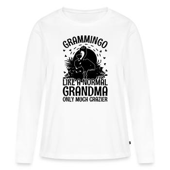 Flamingo Grandmingo Flamingo Grandma Flamingo - Frauen Premium Bio Langarmshirt - Weiß - Vorne - Julia (174cm)