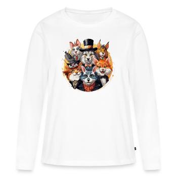 La folie de la mascarade animale - T-shirt manches longues Premium bio Femme - blanc - Devant - Julia (174cm)