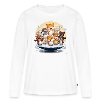 Der Schneeball-Wahnsinn - Frauen Premium Bio Langarmshirt - Weiß - Vorne - Julia (174cm)