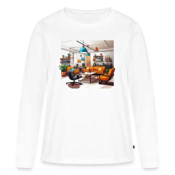 Collaboration dynamique - T-shirt manches longues Premium bio Femme - blanc - Devant - Julia (174cm)