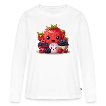 Bonheur des baies - T-shirt manches longues Premium bio Femme - blanc - Devant - Julia (174cm)