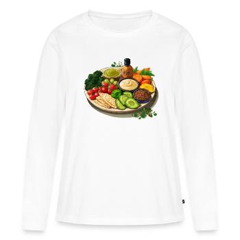 Lebendige Platte - Frauen Premium Bio Langarmshirt - Weiß - Vorne - Julia (174cm)