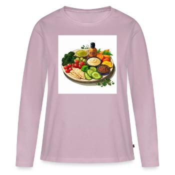 Vibrant Platter - Women's Premium Organic Long Sleeve Shirt - dusky pink - Front - Julia (174cm)