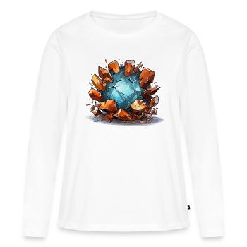 Frontières fragmentées - T-shirt manches longues Premium bio Femme - blanc - Devant - Julia (174cm)