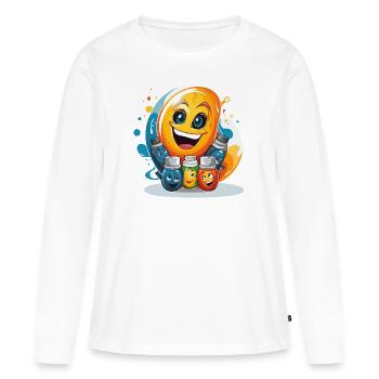 Palette de créativité - T-shirt manches longues Premium bio Femme - blanc - Devant - Julia (174cm)