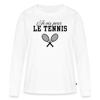 Je vis pour le Tennis - T-shirt manches longues Premium bio Femme - blanc - Devant - Julia (174cm)