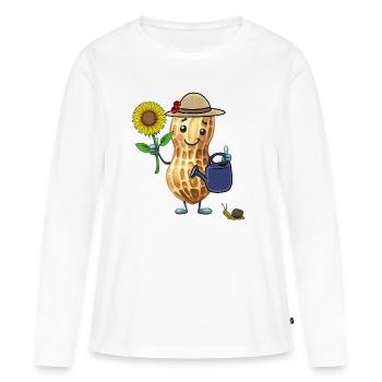 Drôle de jardinier de cacahuètes Jardin de jardinier amateur - T-shirt manches longues Premium bio Femme - blanc - Devant - Julia (174cm)