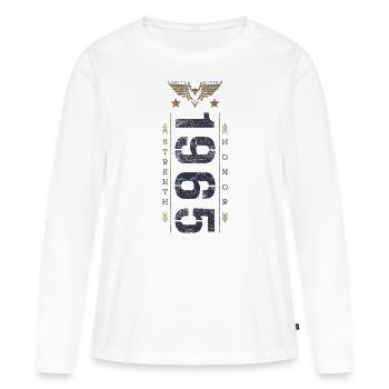 Limited Edition 1965 Geburtstag Stärke und Ehre - Frauen Premium Bio Langarmshirt - Weiß - Vorne - Julia (174cm)