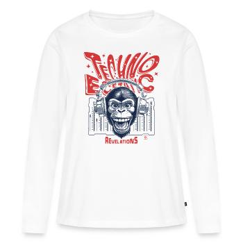 Urban Streetwear Shirt: Monkey in Techno Fever - Women's Premium Organic Long Sleeve Shirt - white - Front - Julia (174cm)