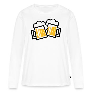 2 chopes à bière bavaroises toast (chopes à bière 2C) - T-shirt manches longues Premium bio Femme - blanc - Devant - Julia (174cm)