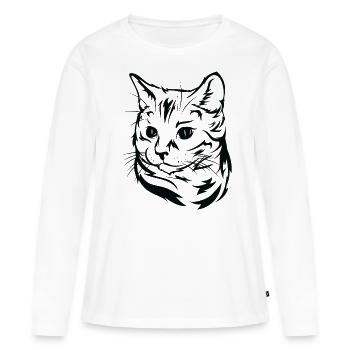 Katzenliebhaber - Elegantes Katzenporträt - Frauen Premium Bio Langarmshirt - Weiß - Vorne - Julia (174cm)