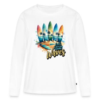 Surfeurs - T-shirt manches longues Premium bio Femme - blanc - Devant - Julia (174cm)